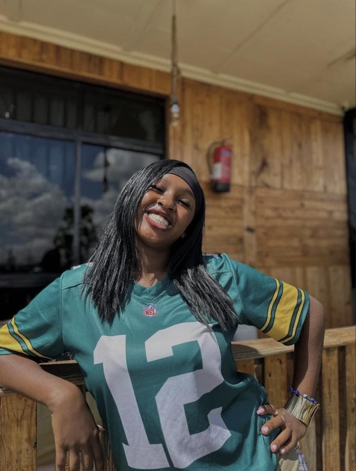 Flavia in a green jersey
